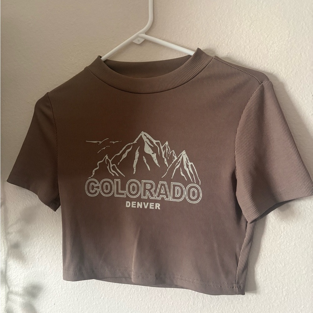 SHEIN Brown Colorado Graphic Kids Top